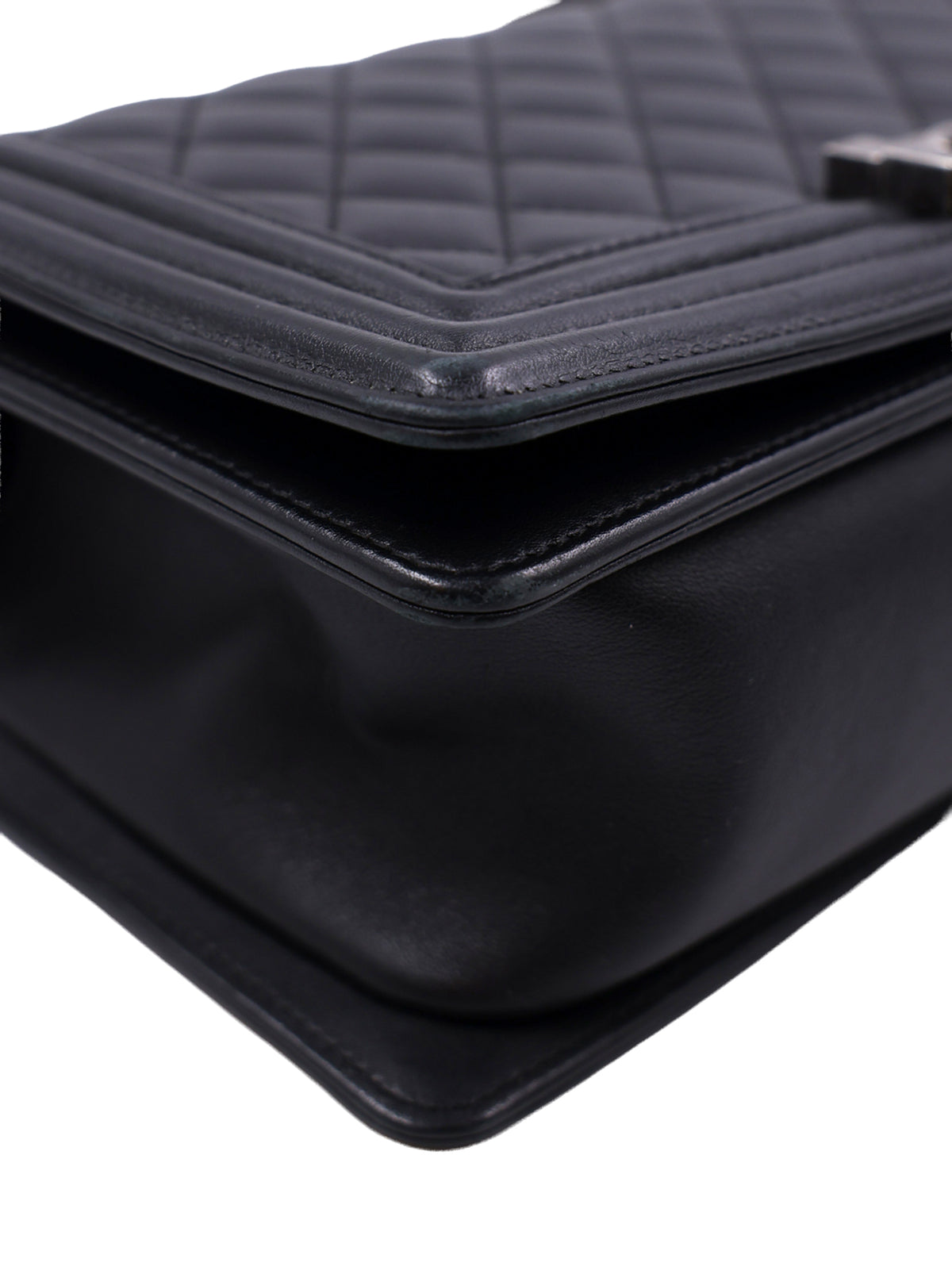 CHANEL Boy Medium schwarz SHW antik schwarze Designerhandtasche mit Rautenmuster