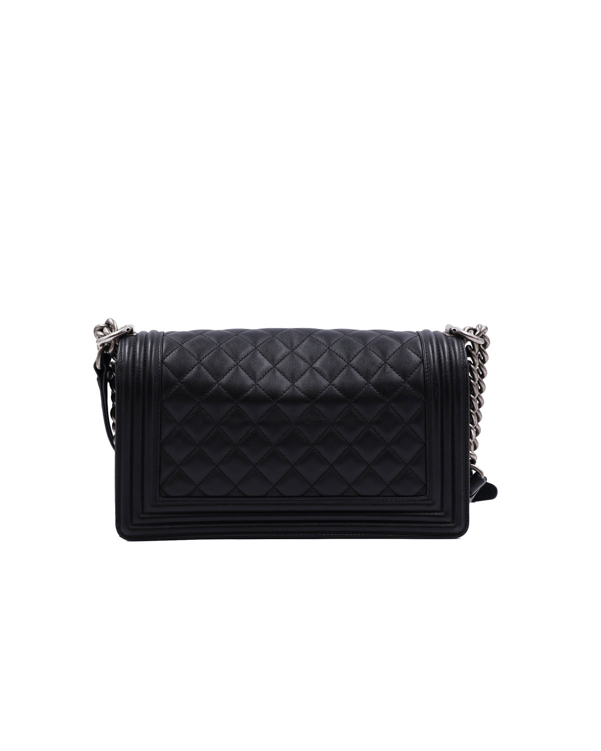 CHANEL Boy Medium schwarz SHW antik schwarze gesteppte Designerhandtasche mit Kettenriemen