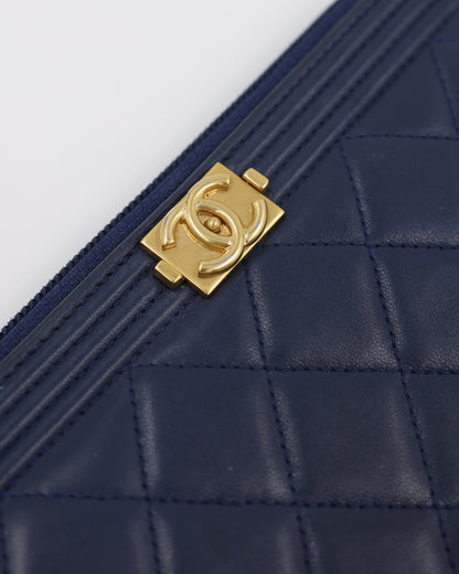 CHANEL Boy Wallet dunkelblau GHW