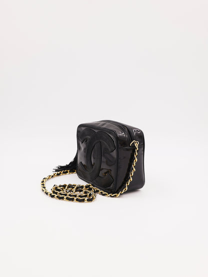 CHANEL Camera Bag schwarz GHW schwarze Secondhand Designerhandtasche mit goldfarbener Kette