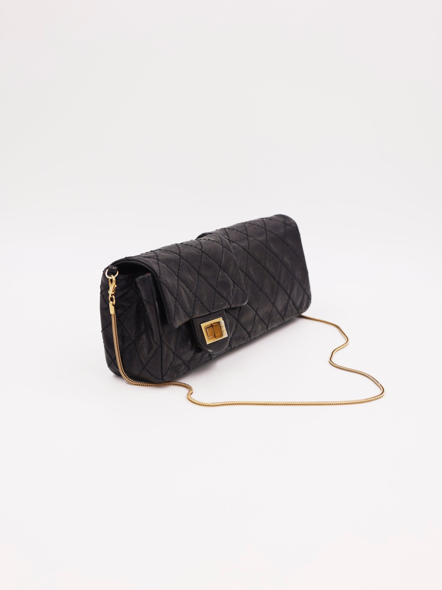 CHANEL 2.55 Double Face Flap schwarz GHW schwarze gesteppte Designerhandtasche mit goldener Kette