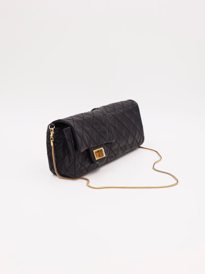 CHANEL 2.55 Double Face Flap schwarz GHW schwarze gesteppte Designerhandtasche mit goldener Kette