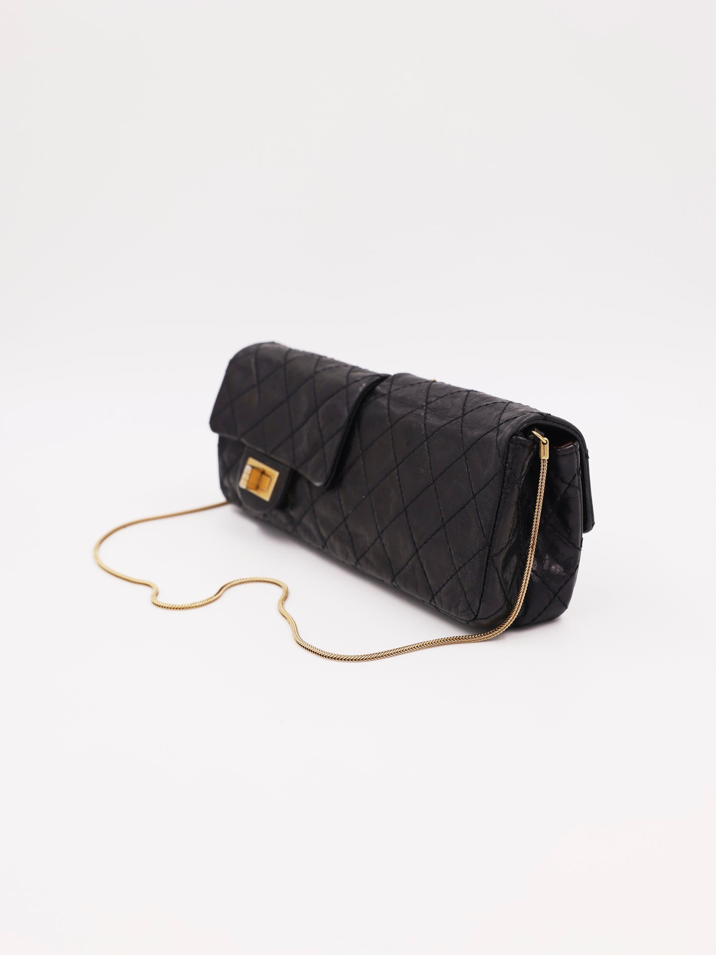 CHANEL 2.55 Double Face Flap schwarz GHW schwarze gesteppte Handtasche mit goldener Kette