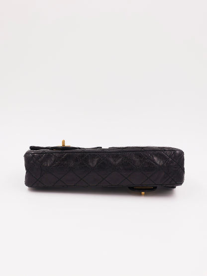 CHANEL 2.55 Double Face Flap schwarz GHW, schwarze gesteppte Designerhandtasche mit goldfarbenem Verschluss