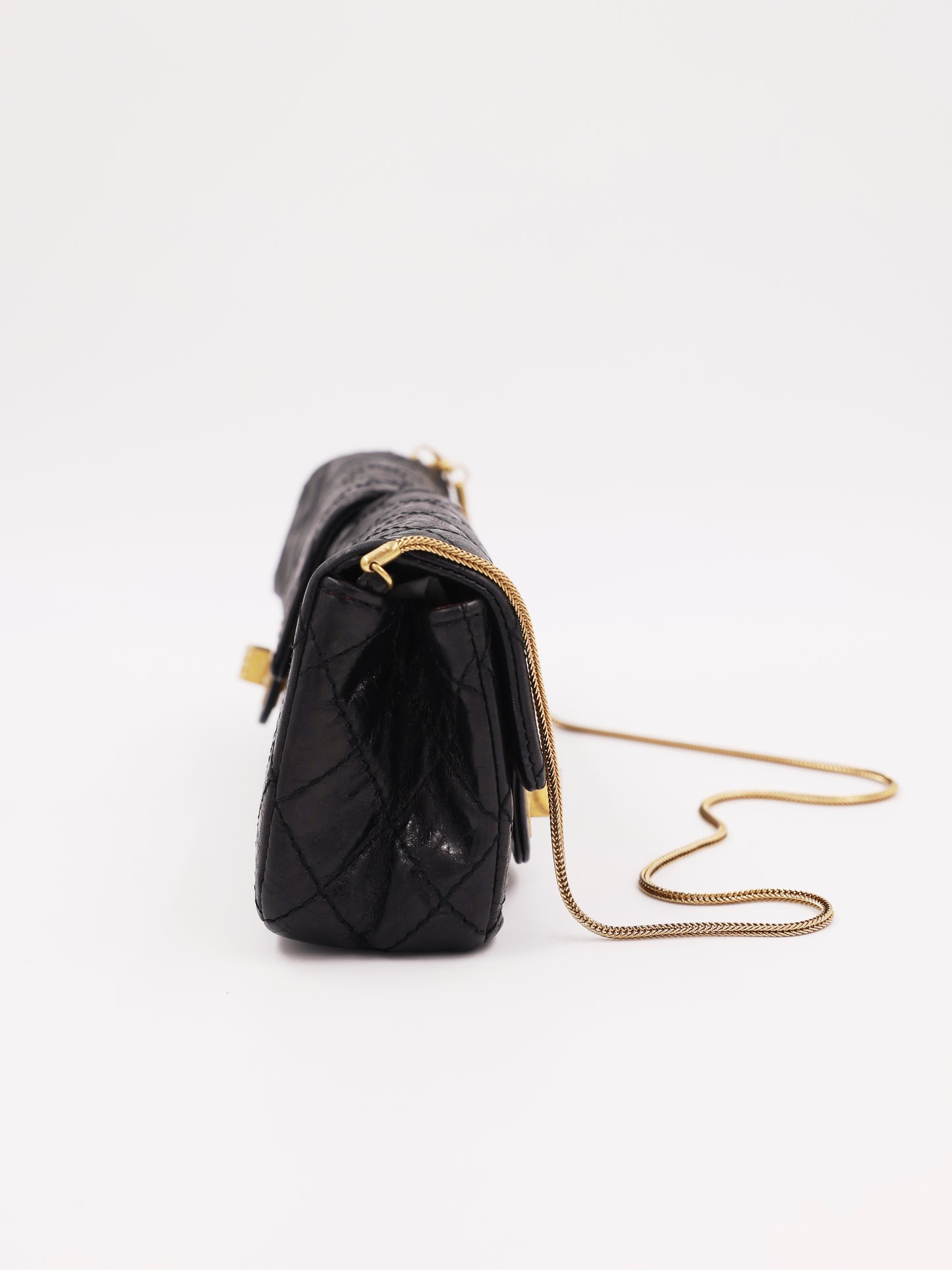 CHANEL 2.55 Double Face Flap schwarz GHW schwarze Designerhandtasche mit goldfarbener Kette