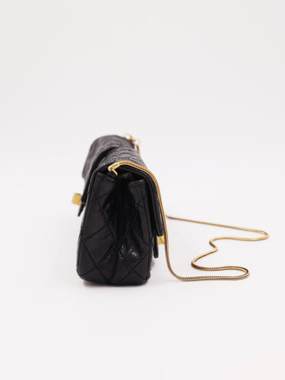 CHANEL 2.55 Double Face Flap schwarz GHW schwarze Designerhandtasche mit goldfarbener Kette
