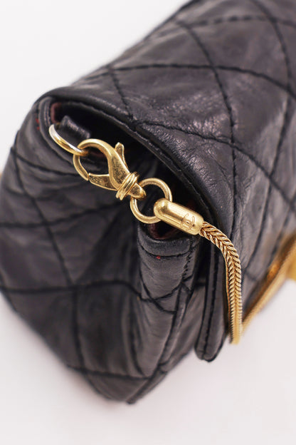CHANEL 2.55 Double Face Flap schwarz GHW, schwarze gesteppte Designerhandtasche mit goldfarbenen Details