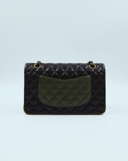 CHANEL Timeless Double Flap Medium Grün GHW grüne Designerhandtasche aus zweiter Hand mit goldfarbenen Details