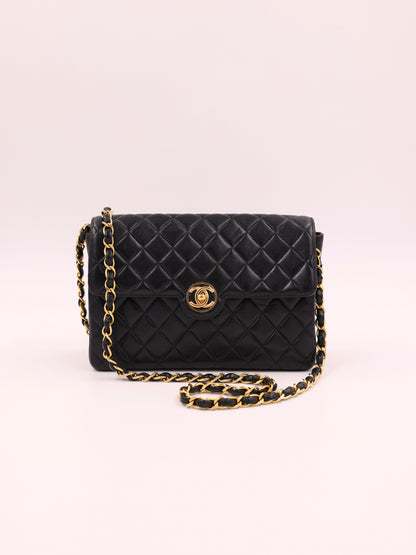 CHANEL Single Flap Lammleder schwarz GHW