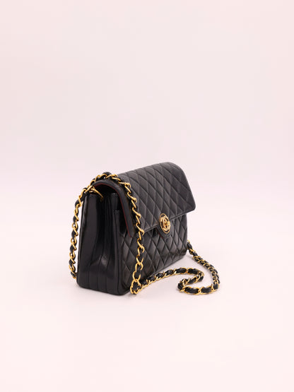CHANEL Single Flap Lammleder schwarz GHW