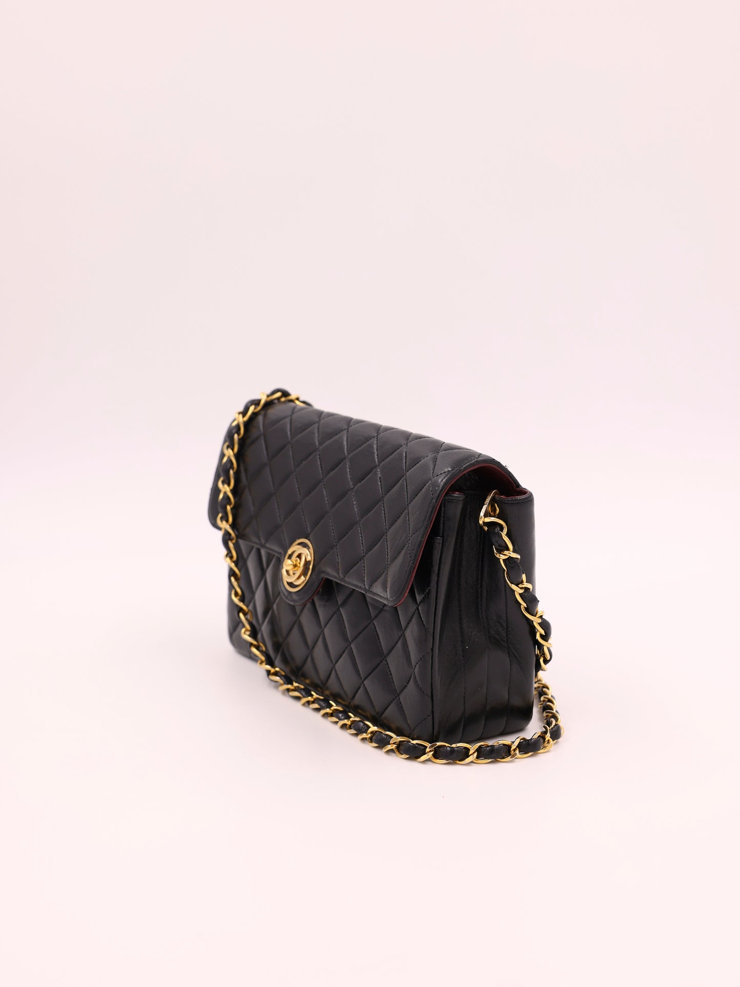 CHANEL Single Flap Lammleder schwarz GHW