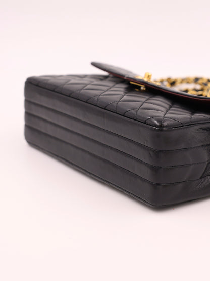 CHANEL Single Flap Lammleder schwarz GHW