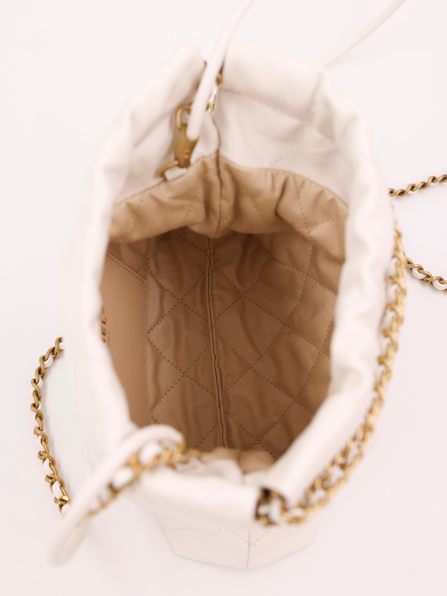 Chanel 22 Mini Leder weiß GHW
