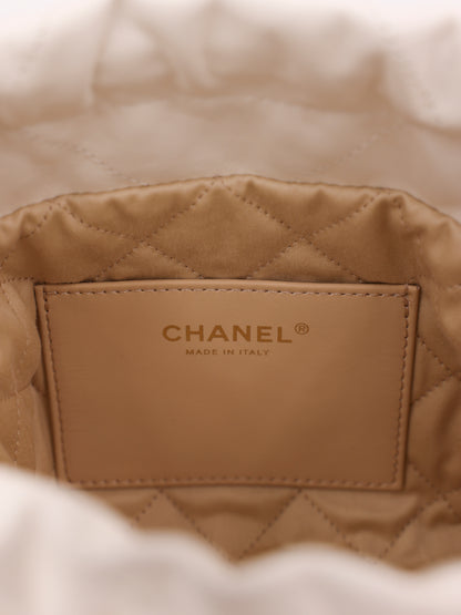 Chanel 22 Mini Leder weiß GHW