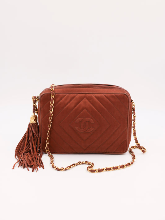 CHANEL Camera Bag Suede braun GHW