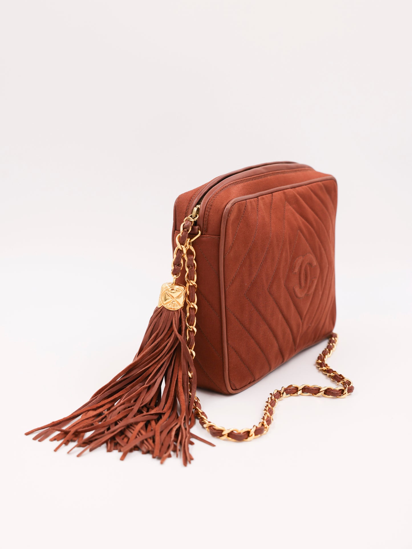 CHANEL Camera Bag Suede braun GHW