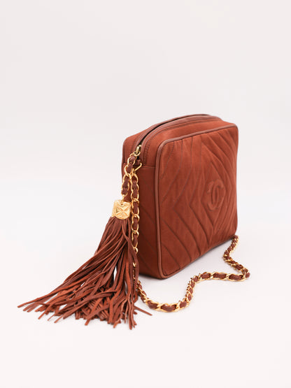 CHANEL Camera Bag Suede braun GHW