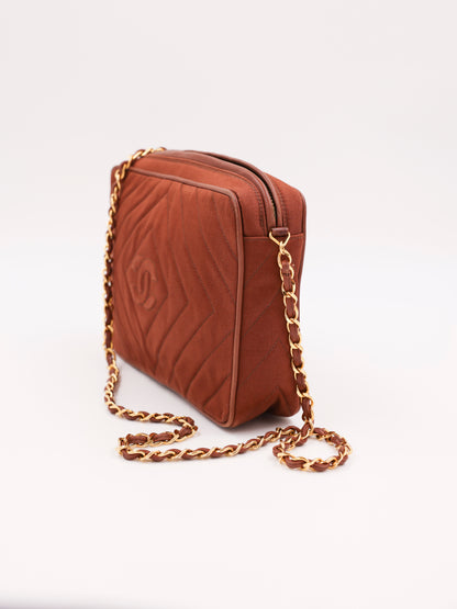 CHANEL Camera Bag Suede braun GHW