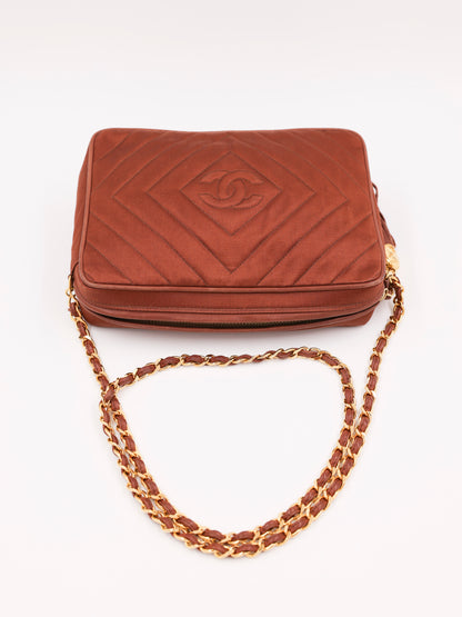 CHANEL Camera Bag Suede braun GHW