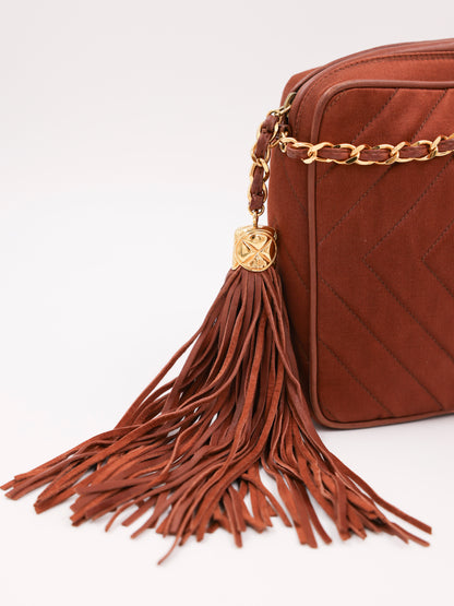 CHANEL Camera Bag Suede braun GHW