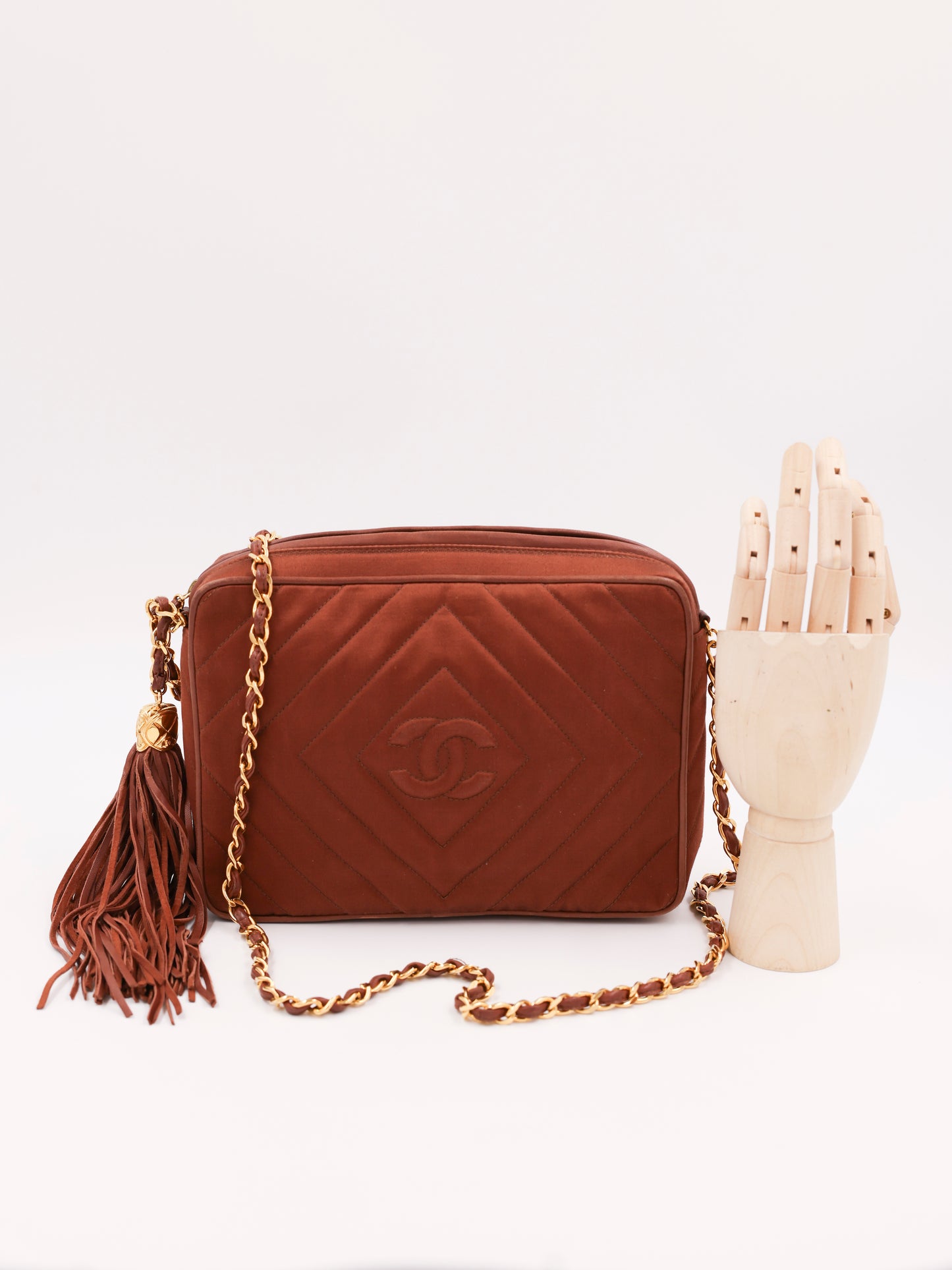 CHANEL Camera Bag Suede braun GHW