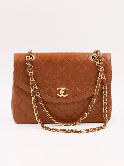 CHANEL Halfmoon Single Flap cognac GHW