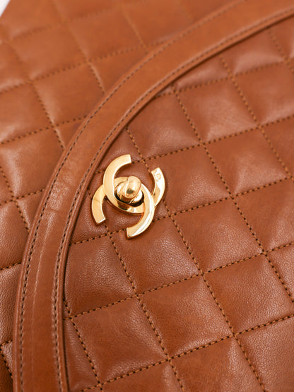 CHANEL Halfmoon Single Flap cognac GHW