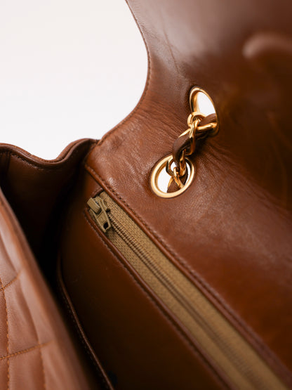 CHANEL Halfmoon Single Flap cognac GHW