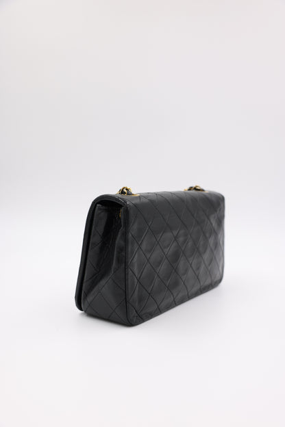CHANEL Full Flap Lammleder schwarz GHW