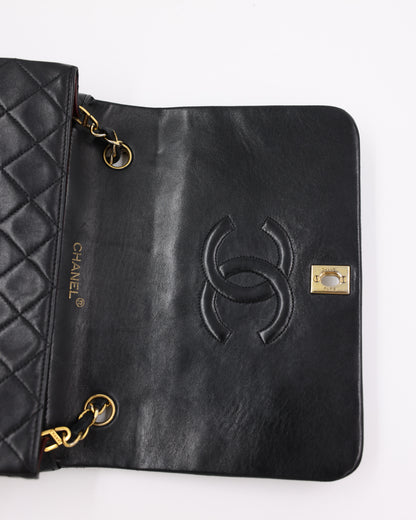CHANEL Full Flap Lammleder schwarz GHW