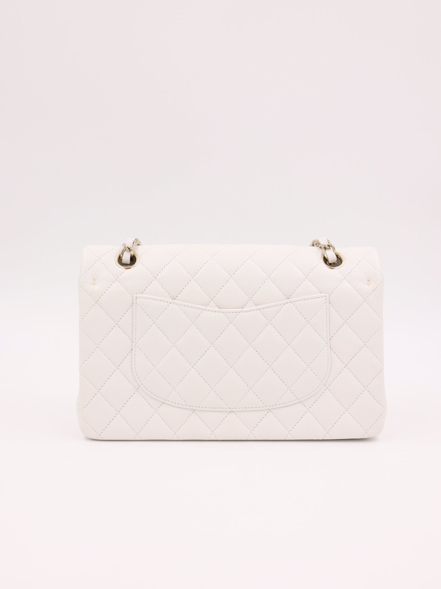 Chanel Timeless Double Flap medium Caviar weiß GHW