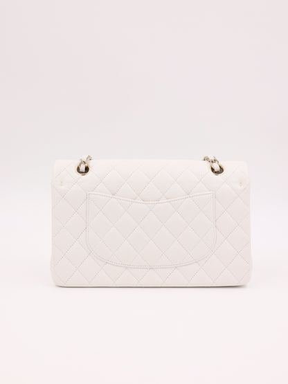Chanel Timeless Double Flap medium Caviar weiß GHW