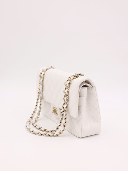Chanel Timeless Double Flap medium Caviar weiß GHW