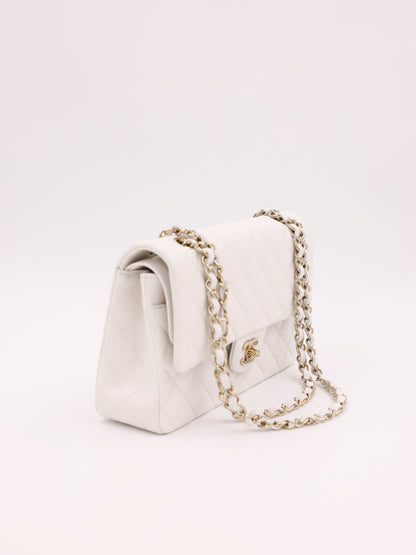 Chanel Timeless Double Flap medium Caviar weiß GHW