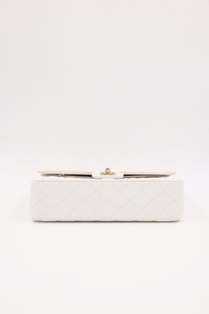 Chanel Timeless Double Flap medium Caviar weiß GHW