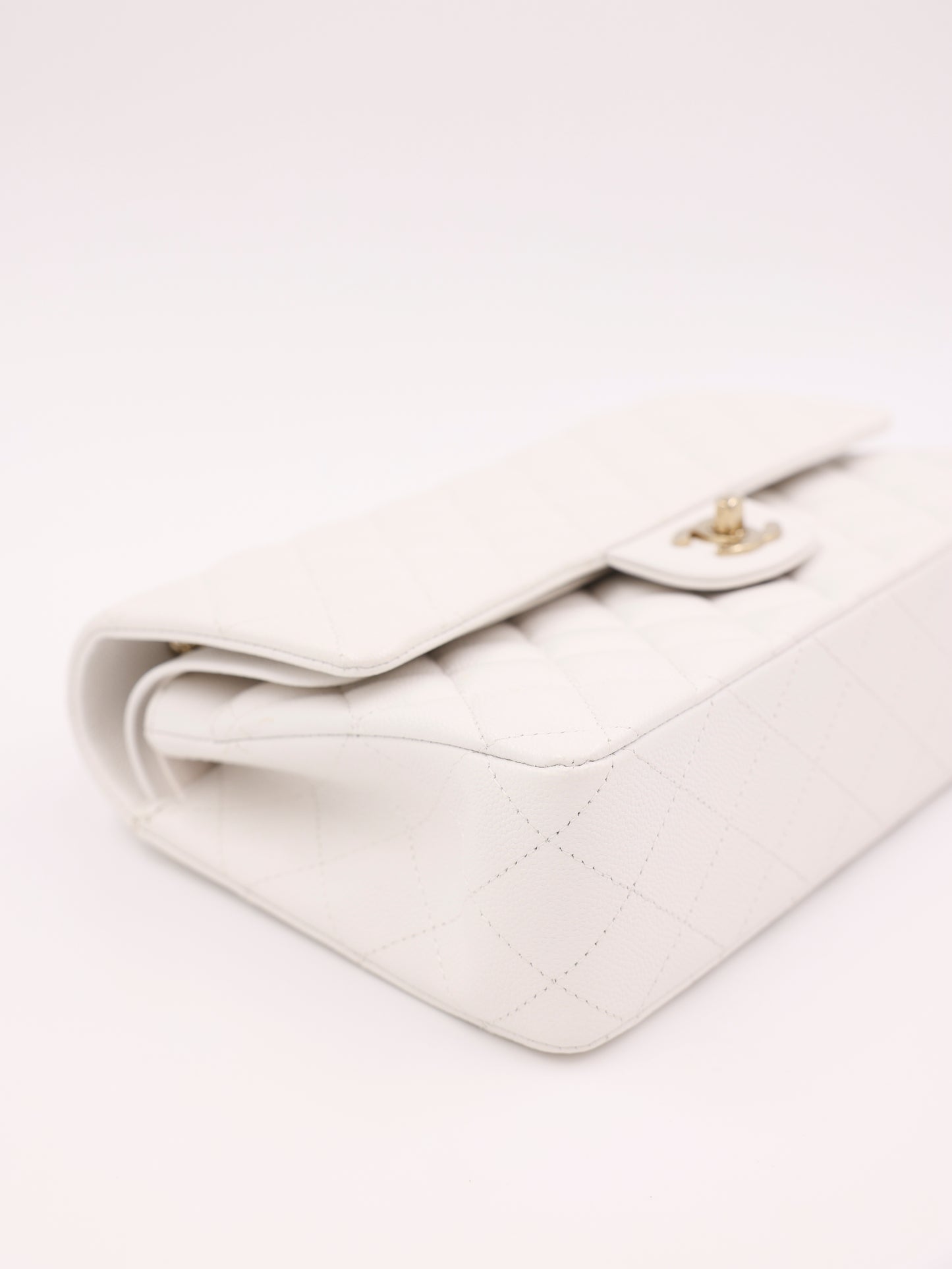 Chanel Timeless Double Flap medium Caviar weiß GHW