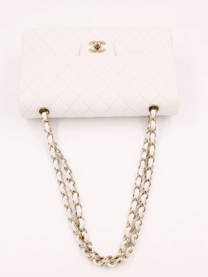 Chanel Timeless Double Flap medium Caviar weiß GHW