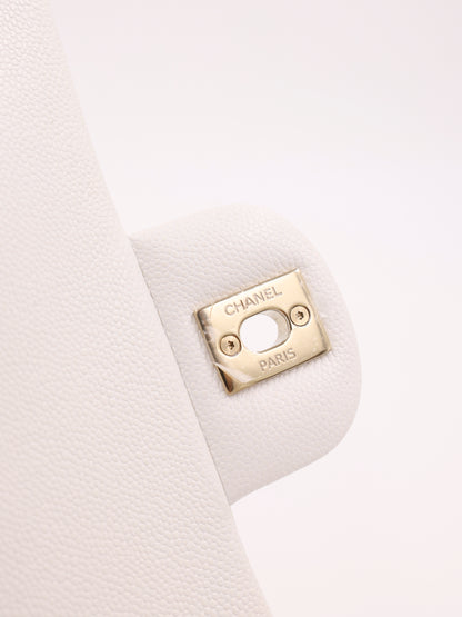 Chanel Timeless Double Flap medium Caviar weiß GHW