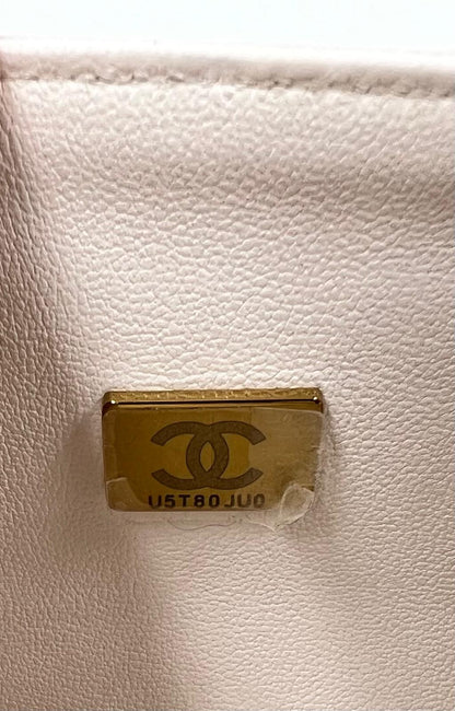 Chanel Timeless Double Flap medium Caviar weiß GHW