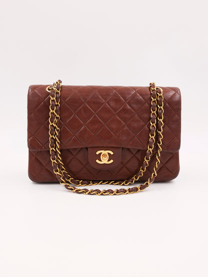 CHANEL Timeless Double Flap medium Schoko GHW