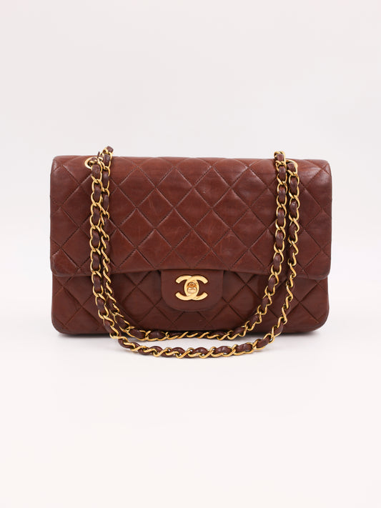 CHANEL Timeless Double Flap medium Schoko GHW