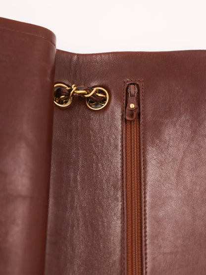 CHANEL Timeless Double Flap medium Schoko GHW