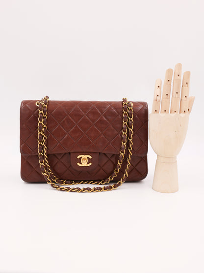 CHANEL Timeless Double Flap medium Schoko GHW