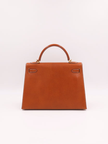 HERMÈS Kelly 32 cognac GHW