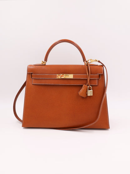 HERMÈS Kelly 32 cognac GHW