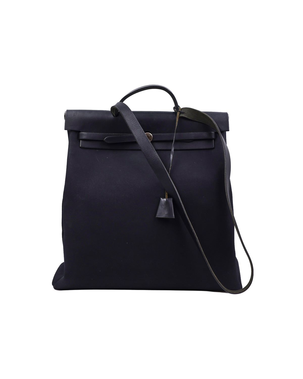 HERMÈS Herbag 39 Messenger schwarz PHW schwarze Handtasche aus zweiter Hand
