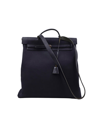 HERMÈS Herbag 39 Messenger schwarz PHW schwarze Handtasche aus zweiter Hand
