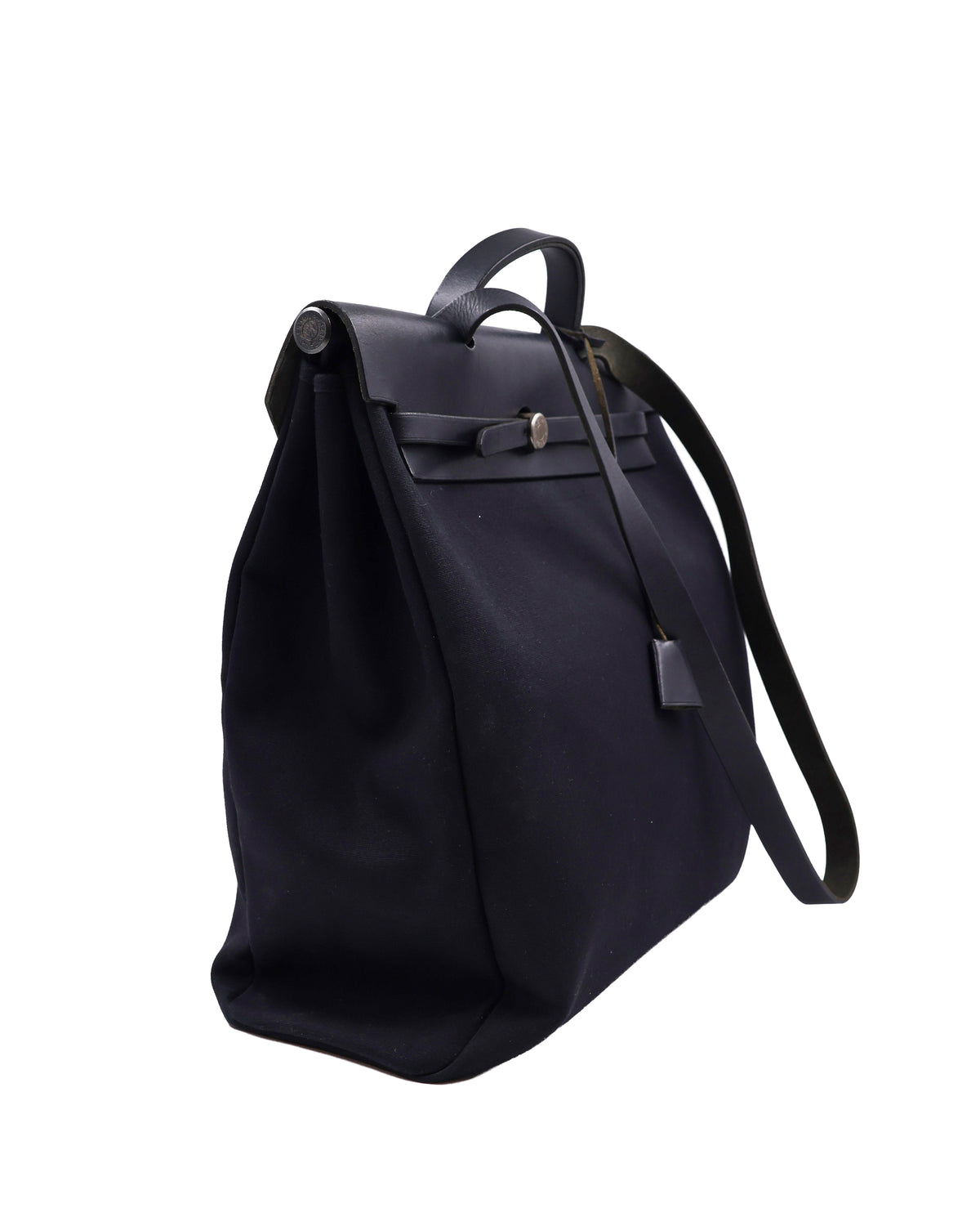 HERMÈS Herbag 39 Messenger schwarz PHW, schwarze Designerhandtasche mit Schulterriemen