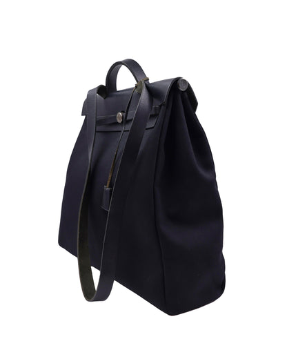 HERMÈS Herbag 39 Messenger schwarz PHW, schwarze Designerhandtasche aus zweiter Hand