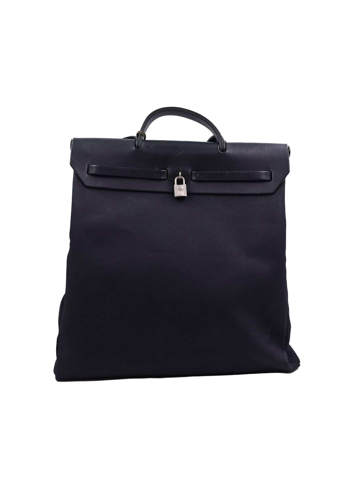 HERMÈS Herbag 39 Messenger schwarz PHW schwarze Secondhand Handtasche mit Henkel und Schloss